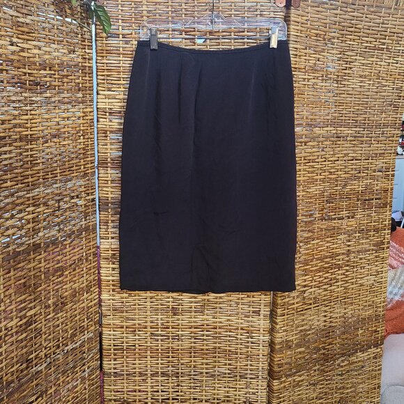 Preston & York Silk Skirt Pencil Black Lined Back Zip Sz 10 - Picture 1 of 6